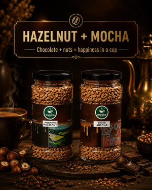 Hazelicious Hazelnut & Choco Mocha Premium Instant Coffee 50 gms - Meuco