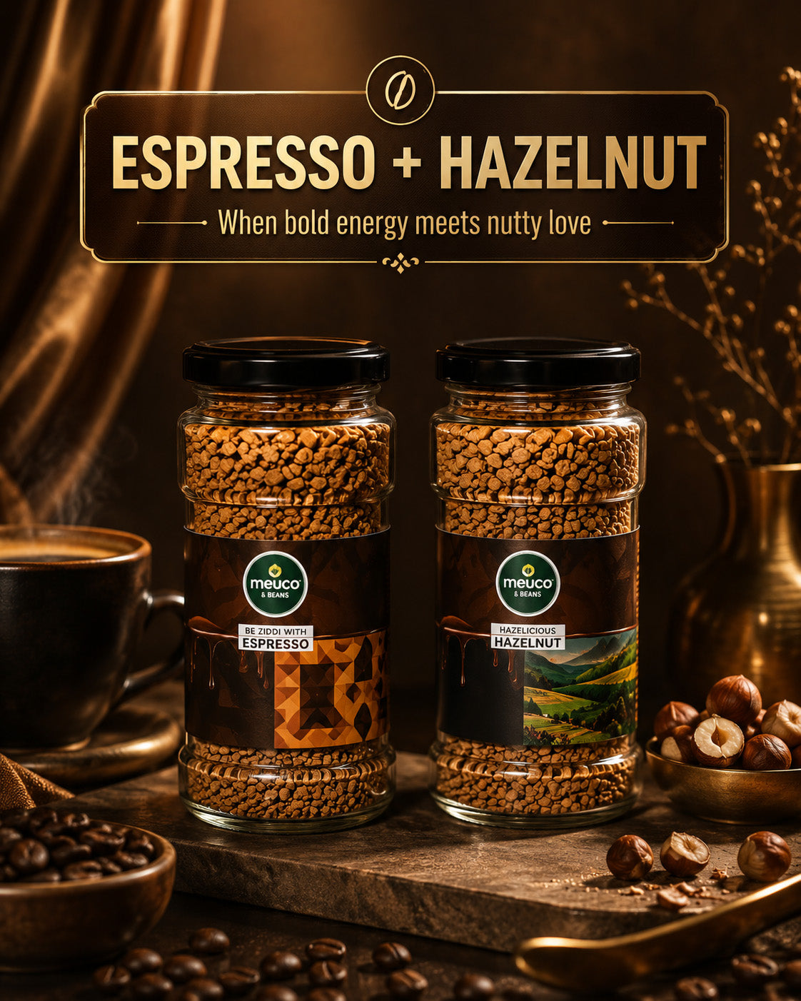Be Ziddi With Espresso & Hazelicious Hazelnut Premium Instant Coffee 50 gms