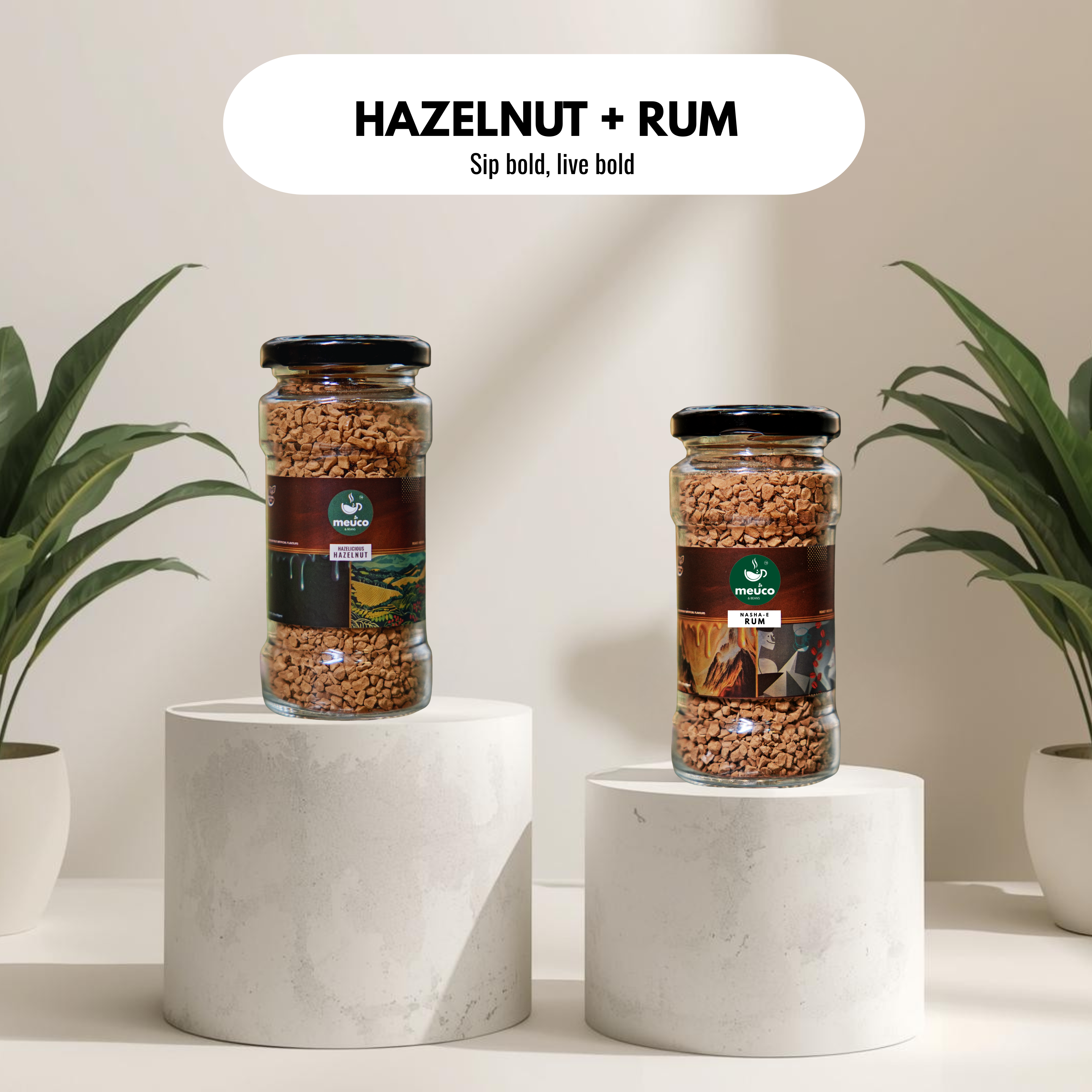 Hazelicious Hazelnut & Nasha-E-Rum Combo Premium Instant Coffee 50 gms
