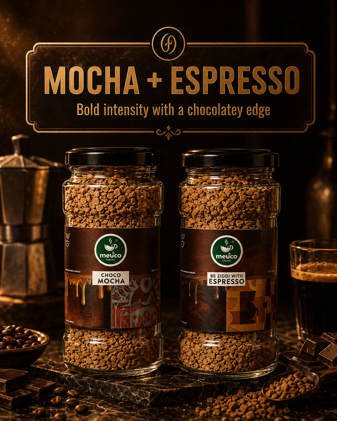 Choco Mocha & Be Ziddi With Espresso Combo Premium Instant Coffee 50 gms