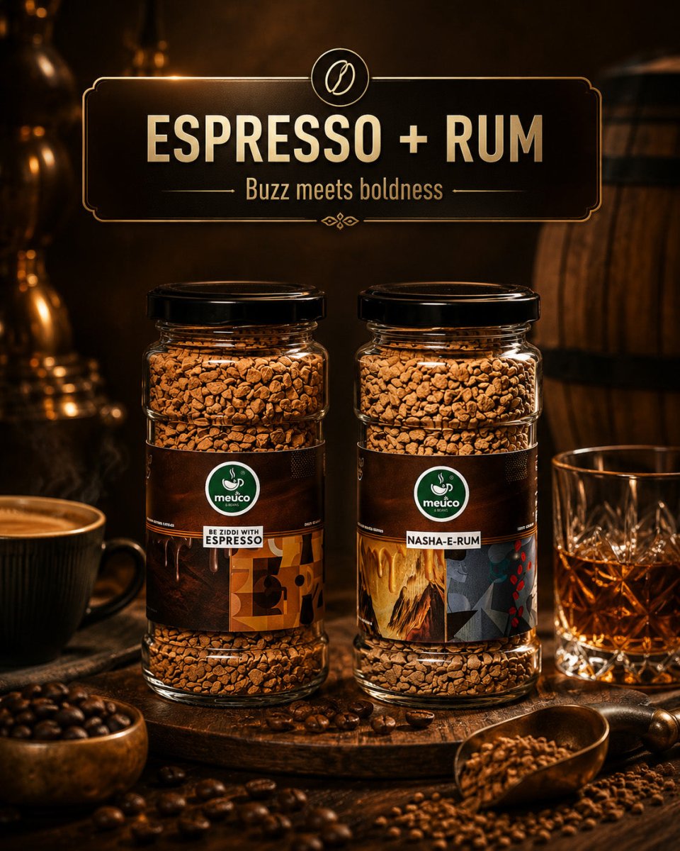 Be Ziddi With Espresso & Nasha-E-Rum Premium Instant Coffee 50 gms - Meuco