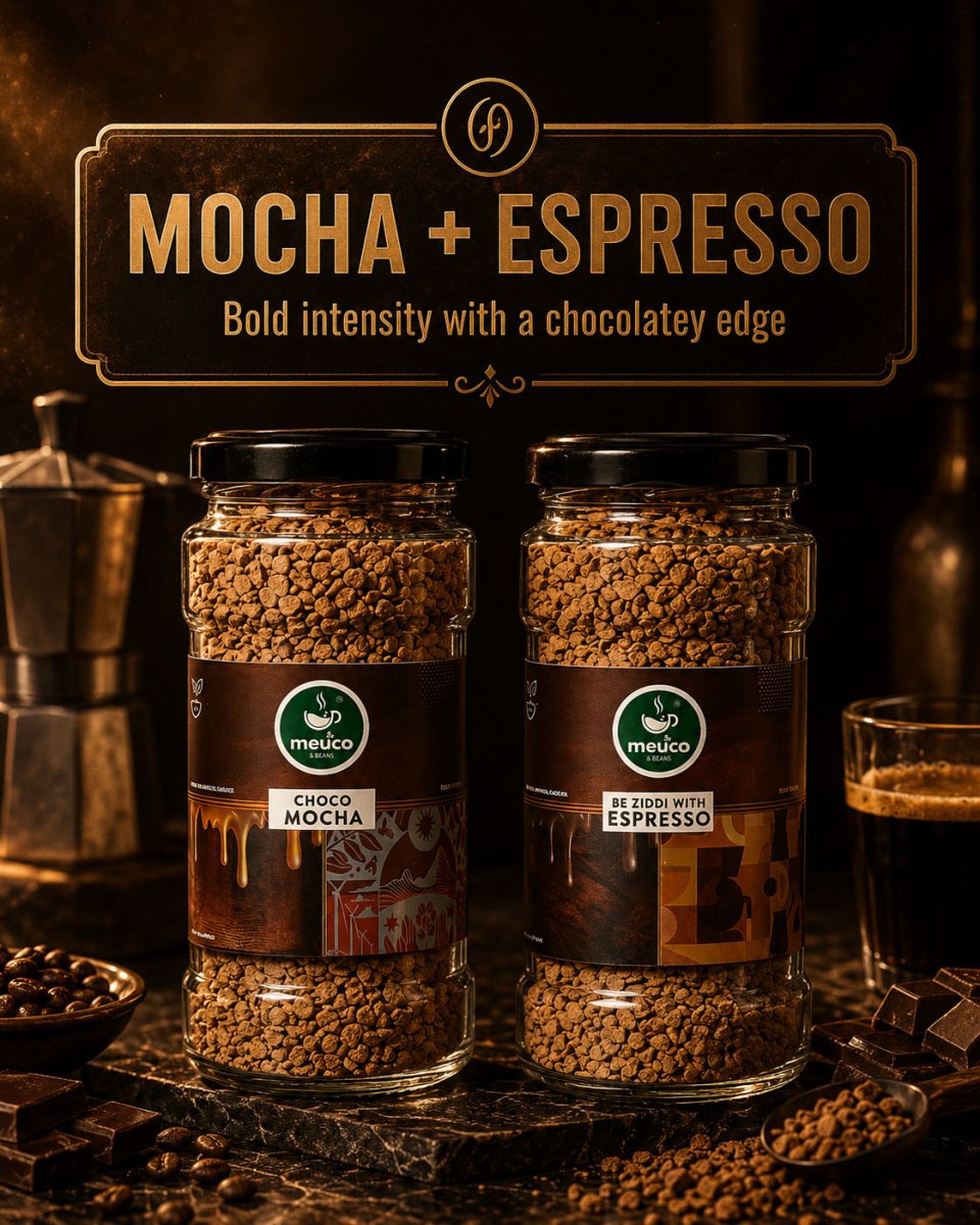 Choco Mocha & Be Ziddi With Espresso Combo Premium Instant Coffee 50 gms - Meuco