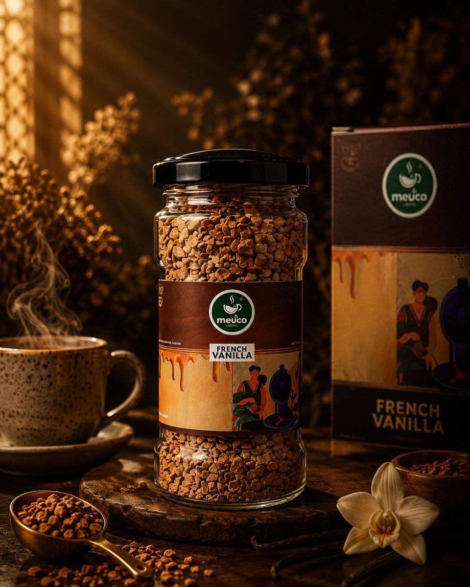 French Vanilla & Swarn Caramel Premium Instant Coffee 50 gms - Meuco