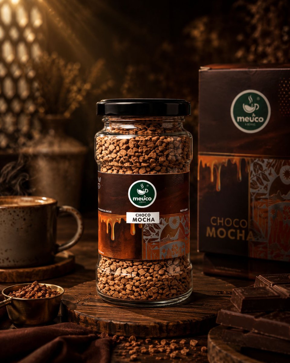 Hazelicious Hazelnut & Choco Mocha Premium Instant Coffee 50 gms - Meuco