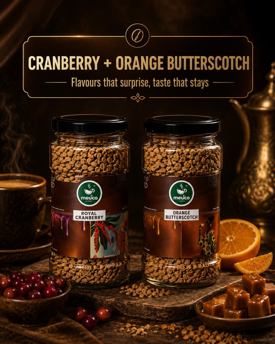 Royal Cranberry & Orange Butterscotch Premium Instant Coffee 50 gms - Meuco