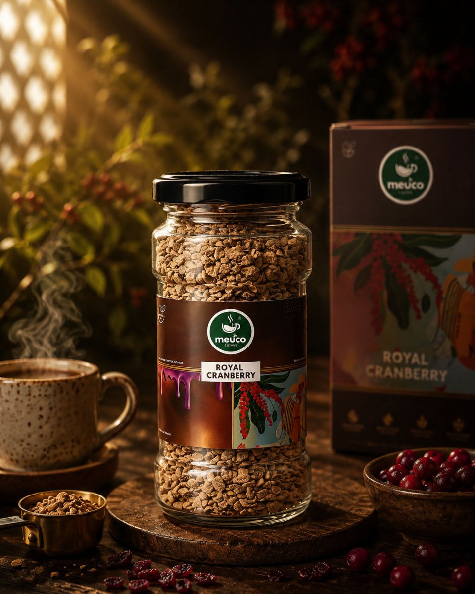 Royal Cranberry & Orange Butterscotch Premium Instant Coffee 50 gms - Meuco