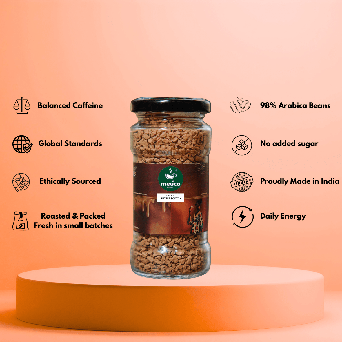 Royal Cranberry & Orange Butterscotch Premium Instant Coffee 50 gms - Meuco