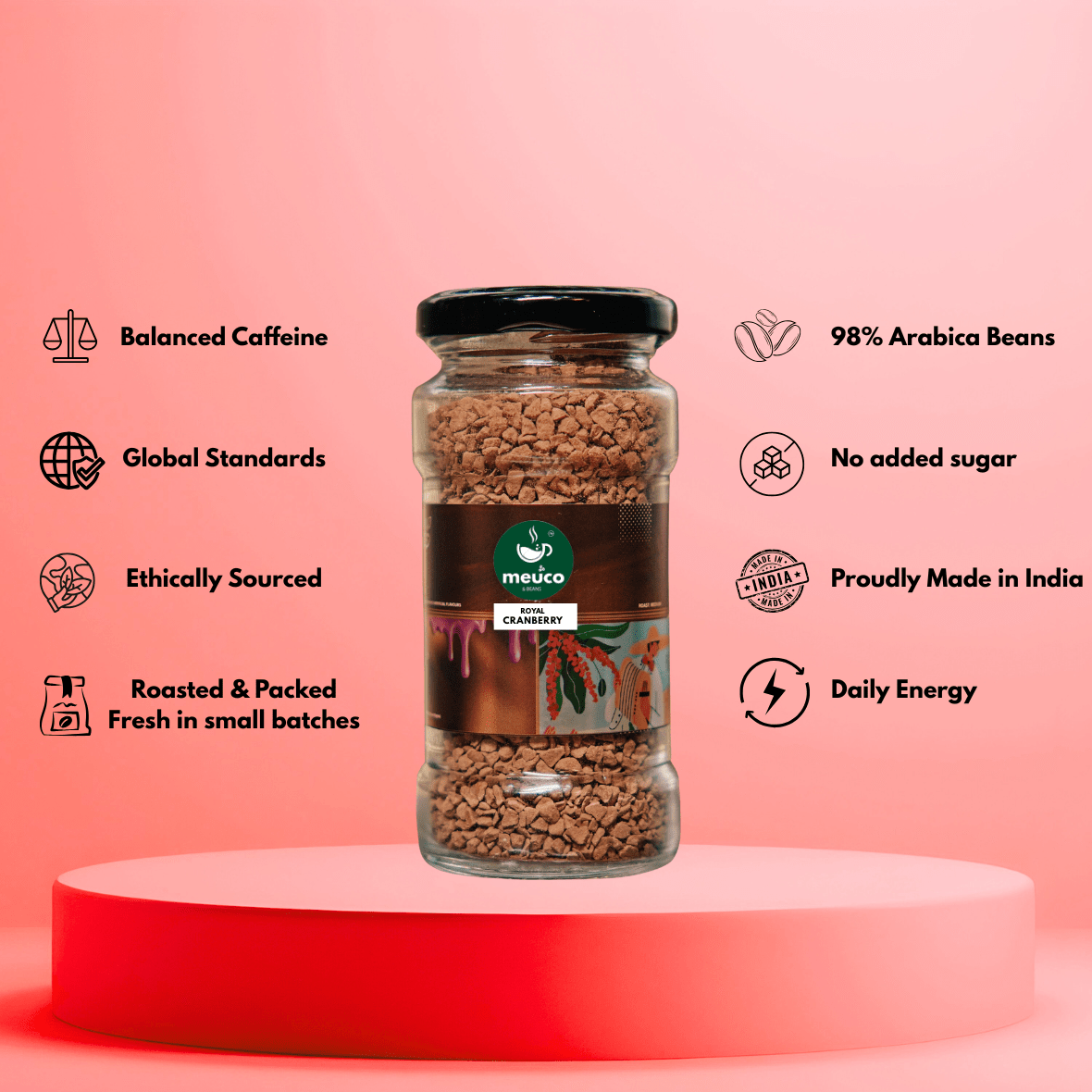 Royal Cranberry & Orange Butterscotch Premium Instant Coffee 50 gms - Meuco